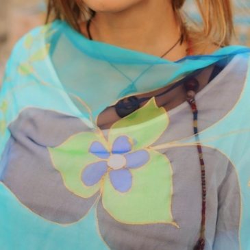 Pañuelos de seda color Mausam Turquesa
