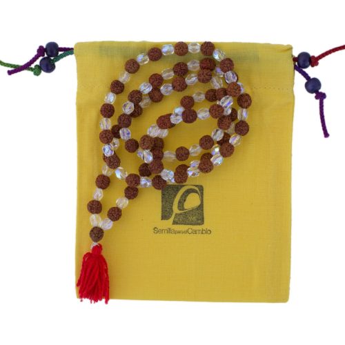 Malas de Rudraksha con cuentas transparentes